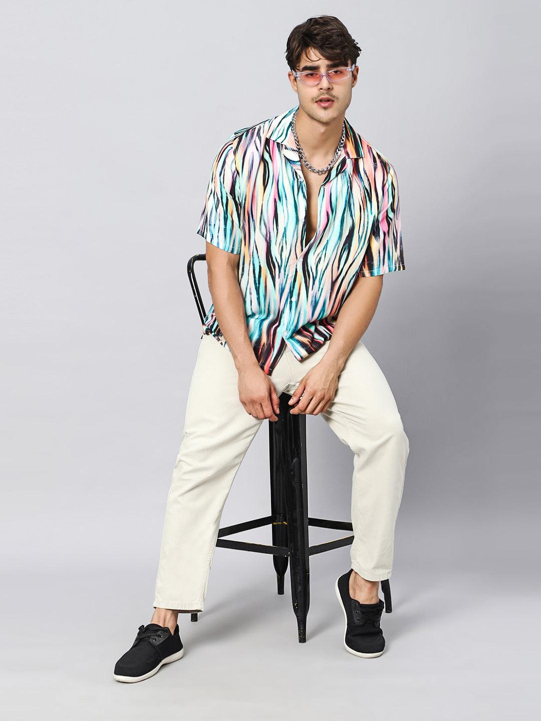 Artistic Zebra Oversized Viscose Shirt