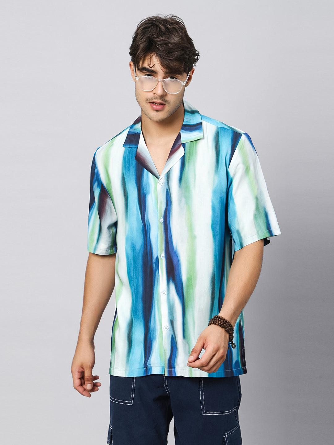 Blurry Swish Oversized Viscose Shirt