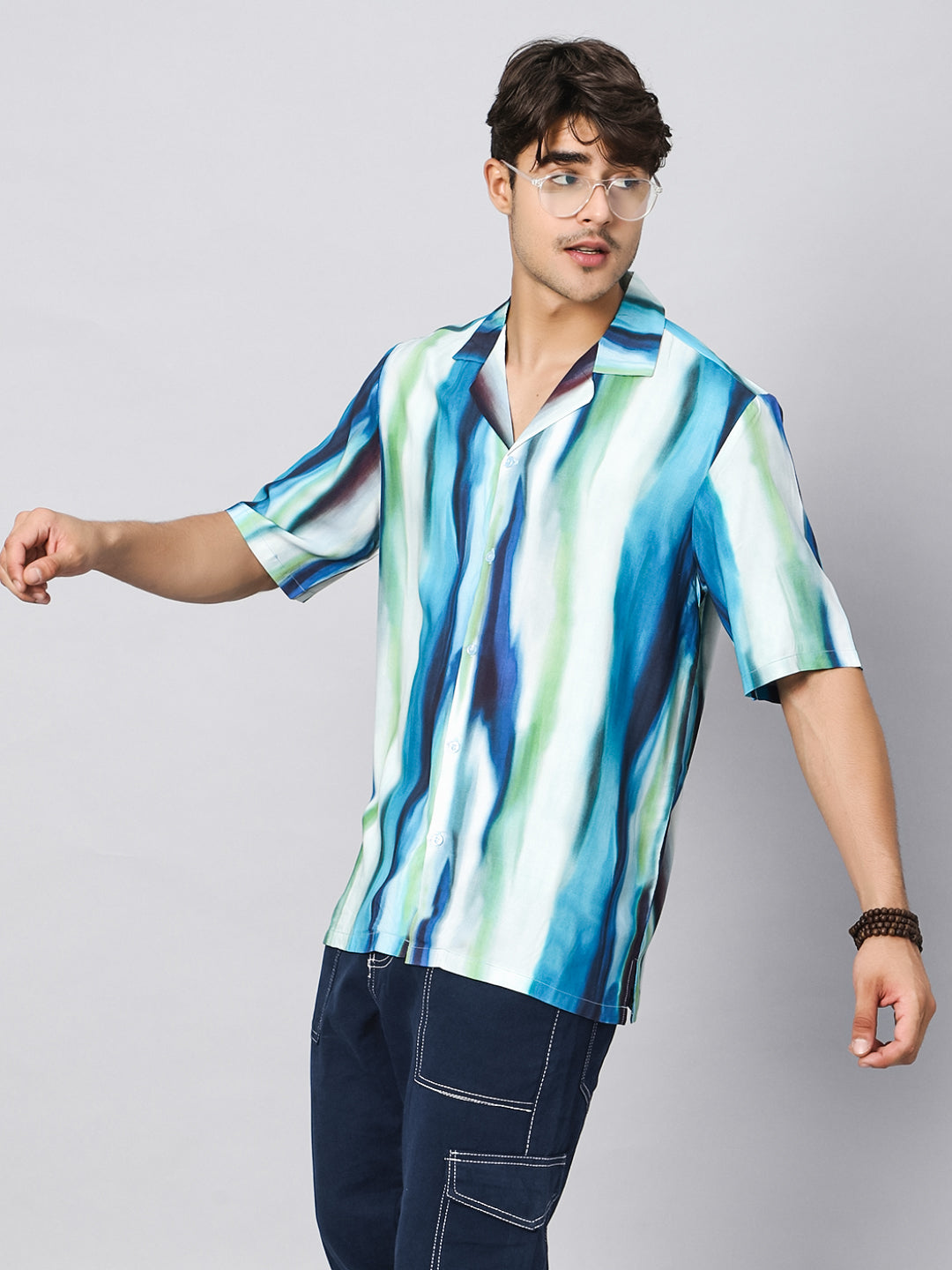 Blurry Swish Oversized Viscose Shirt