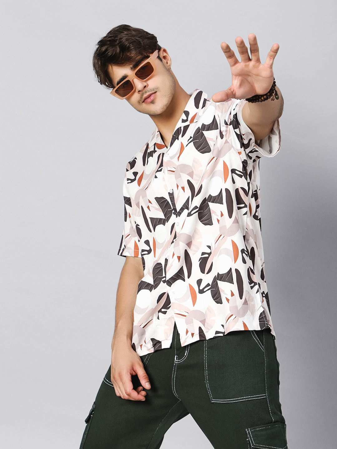 Cut out Leaves Oversized Cotton Shirt