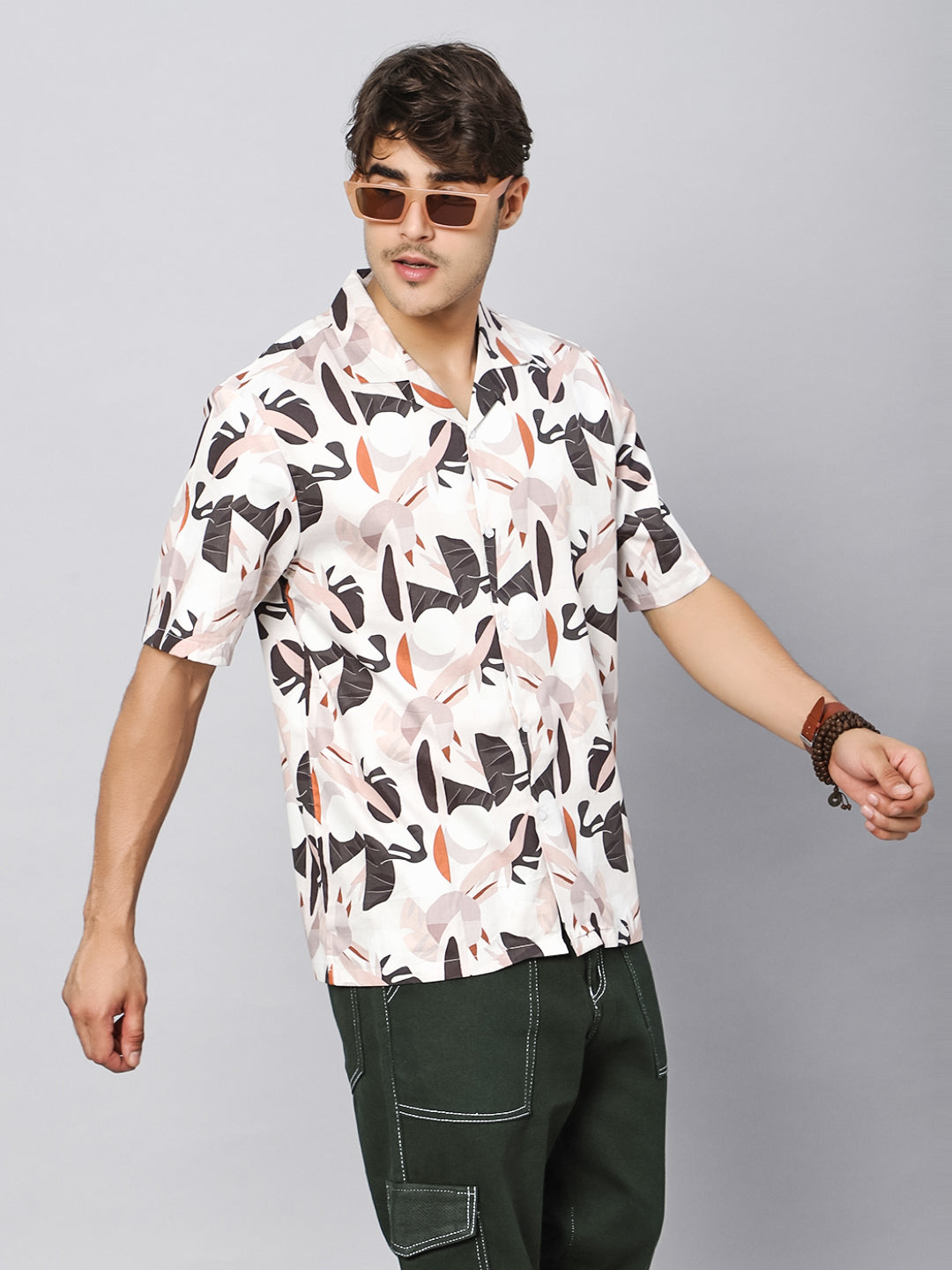 Cut out Leaves Oversized Cotton Shirt