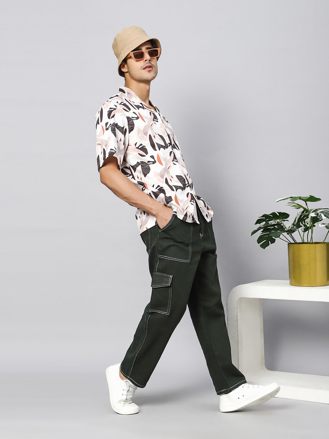 Cut out Leaves Oversized Cotton Shirt