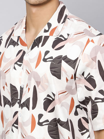 Cut out Leaves Oversized Cotton Shirt