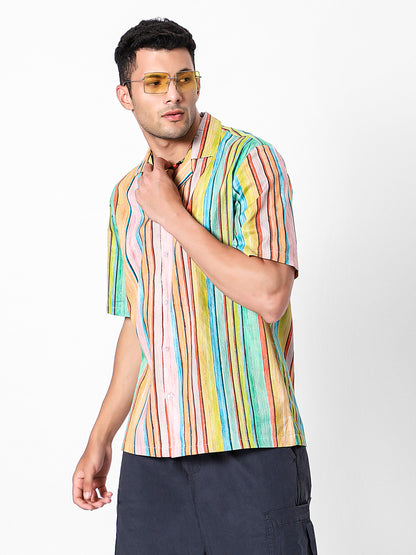 Multicolor Stripes Oversized Cotton Shirt