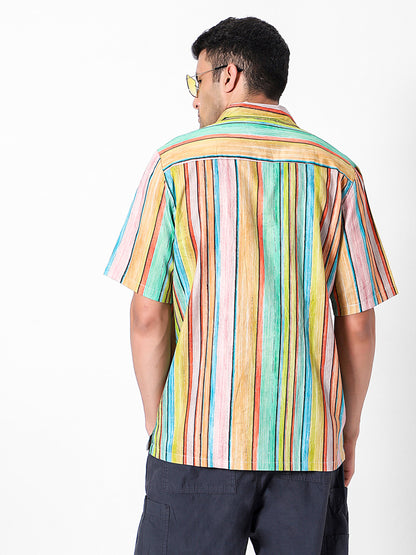 Multicolor Stripes Oversized Cotton Shirt