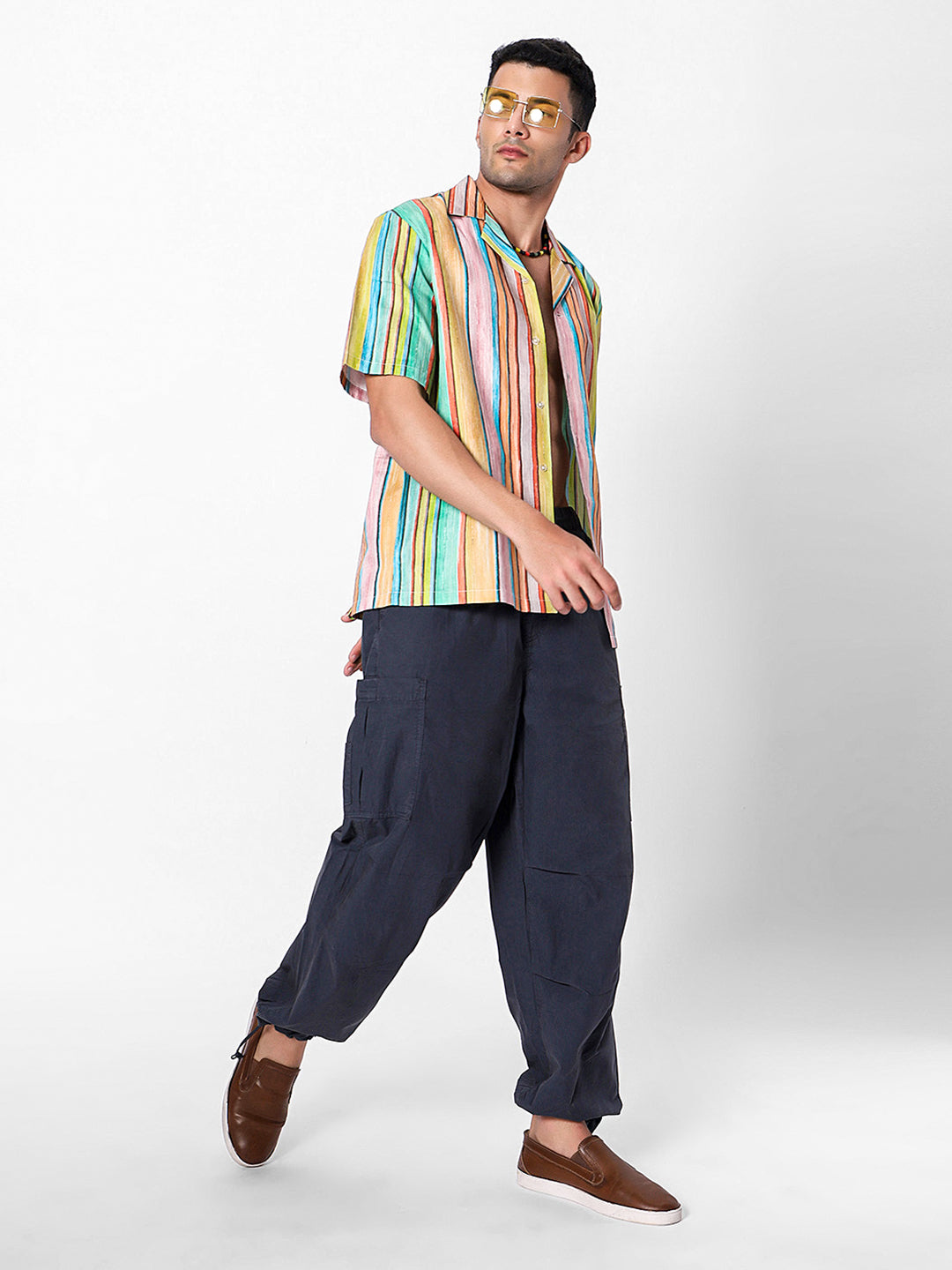 Multicolor Stripes Oversized Cotton Shirt