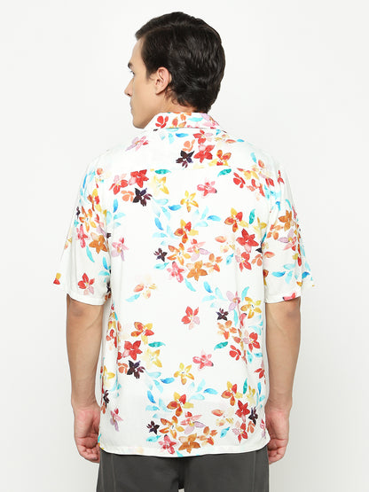 Floral Touch Oversized Viscose Shirt