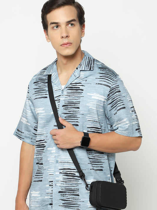 Brush Abstract Stroke Oversized Cotton Shirt