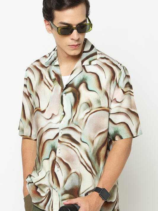 Brushstroke Oversized Viscose Shirt